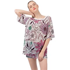 National Wind Flower Knitting Pattern Flower Symmetry Oversized Chiffon Top by danenraven