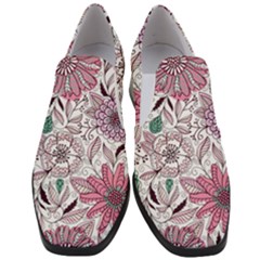 National Wind Flower Knitting Pattern Flower Symmetry Women Slip On Heel Loafers by danenraven