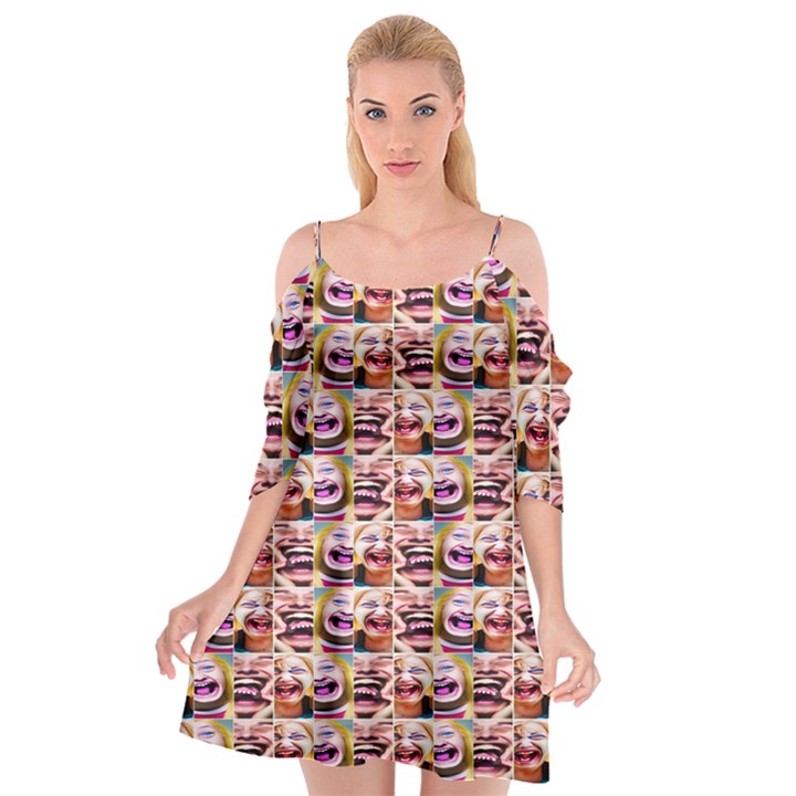 Funny Monsters Teens Collage Cutout Spaghetti Strap Chiffon Dress