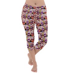 Funny Monsters Teens Collage Lightweight Velour Capri Yoga Leggings by dflcprintsclothing