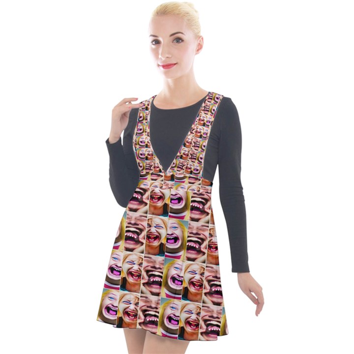 Funny Monsters Teens Collage Plunge Pinafore Velour Dress