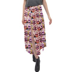 Funny Monsters Teens Collage Velour Split Maxi Skirt by dflcprintsclothing