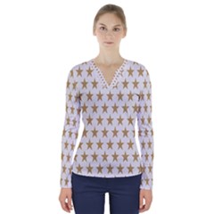 Stars-3 V-neck Long Sleeve Top by nateshop