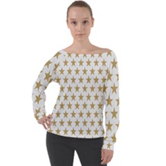 Stars-3 Off Shoulder Long Sleeve Velour Top