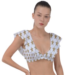 Stars-3 Plunge Frill Sleeve Bikini Top by nateshop