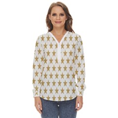 Stars-3 Zip Up Long Sleeve Blouse