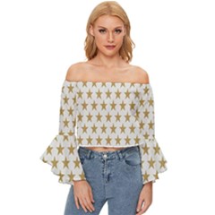 Stars-3 Off Shoulder Flutter Bell Sleeve Top by nateshop