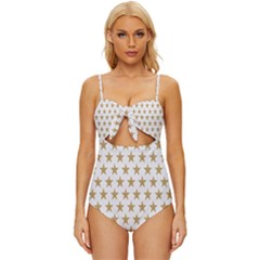 Stars-3 Knot Front One-piece Swimsuit by nateshop