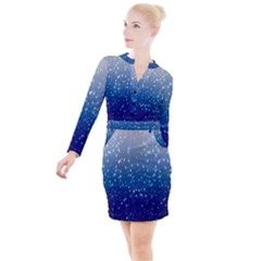 Stars-4 Button Long Sleeve Dress by nateshop