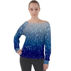 Stars-4 Off Shoulder Long Sleeve Velour Top by nateshop