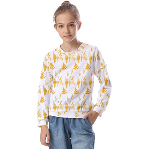 Zig-zag-lines Kids  Long Sleeve Tee With Frill  by nateshop