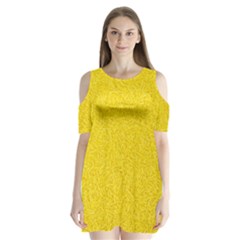 Bright Yellow Crunchy Sprinkles Shoulder Cutout Velvet One Piece by nateshop