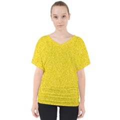 Bright Yellow Crunchy Sprinkles V-neck Dolman Drape Top by nateshop