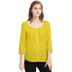 Bright Yellow Crunchy Sprinkles Chiffon Quarter Sleeve Blouse by nateshop