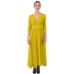 Bright Yellow Crunchy Sprinkles Button Up Boho Maxi Dress by nateshop