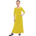 Bright Yellow Crunchy Sprinkles Kids  Quarter Sleeve Maxi Dress View1