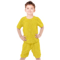 Bright Yellow Crunchy Sprinkles Kids  Tee And Shorts Set by nateshop