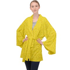 Bright Yellow Crunchy Sprinkles Long Sleeve Velvet Kimono  by nateshop