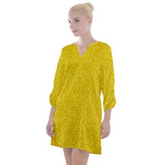 Bright Yellow Crunchy Sprinkles Open Neck Shift Dress by nateshop