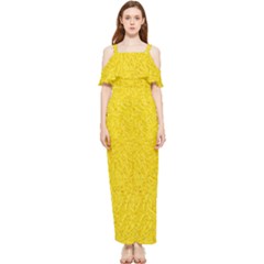 Bright Yellow Crunchy Sprinkles Draped Sleeveless Chiffon Jumpsuit by nateshop