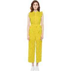 Bright Yellow Crunchy Sprinkles Women s Frill Top Chiffon Jumpsuit by nateshop