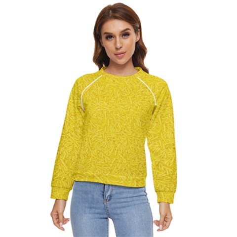 Bright Yellow Crunchy Sprinkles Women s Long Sleeve Raglan Tee by nateshop