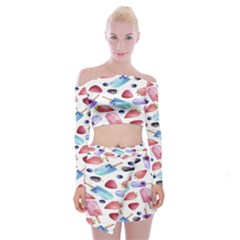 Ice Cream - Stowbery Off Shoulder Top With Mini Skirt Set by nateshop