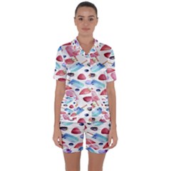 Ice Cream - Stowbery Satin Short Sleeve Pajamas Set by nateshop