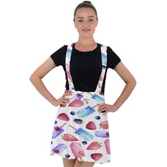 Ice Cream - Stowbery Velvet Suspender Skater Skirt by nateshop