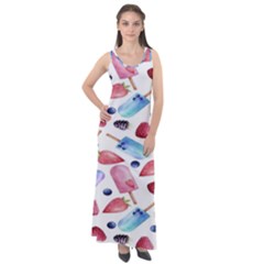 Ice Cream - Stowbery Sleeveless Velour Maxi Dress by nateshop