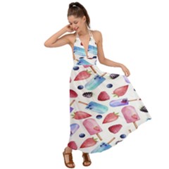 Ice Cream - Stowbery Backless Maxi Beach Dress by nateshop