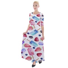 Ice Cream - Stowbery Half Sleeves Maxi Dress by nateshop