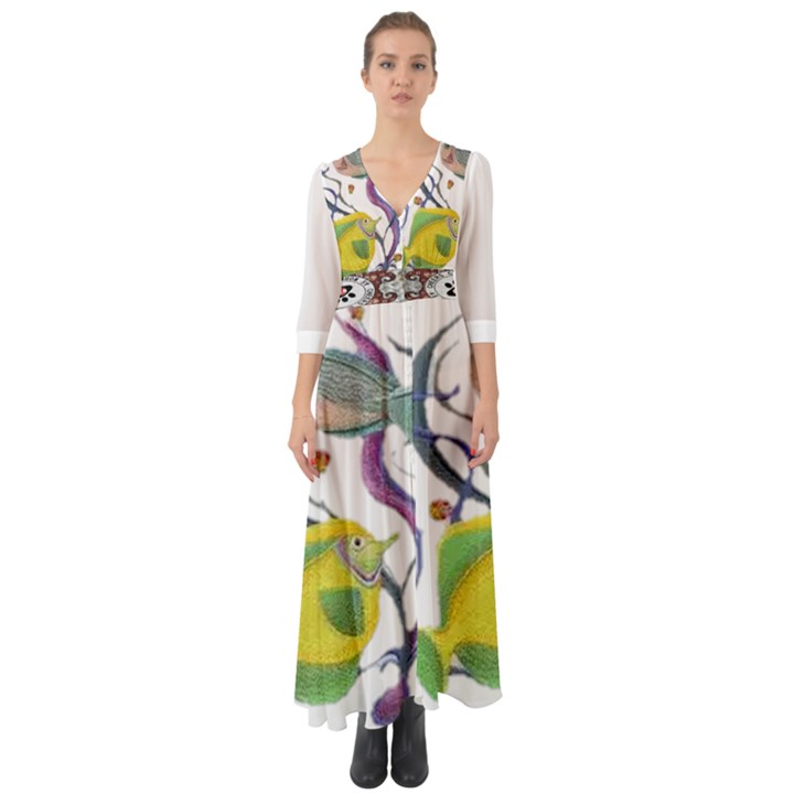 IM Fourth Dimension Colour 73 Button Up Boho Maxi Dress