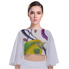 Im Fourth Dimension Colour 73 Tie Back Butterfly Sleeve Chiffon Top by imanmulyana