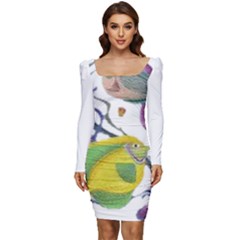 Im Fourth Dimension Colour 73 Women Long Sleeve Ruched Stretch Jersey Dress by imanmulyana