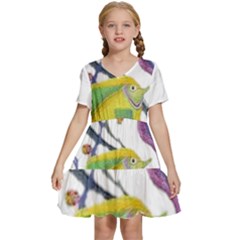 Im Fourth Dimension Colour 73 Kids  Short Sleeve Tiered Mini Dress by imanmulyana