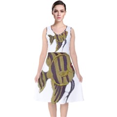 IM Fourth Dimension Colour 75 V-Neck Midi Sleeveless Dress 