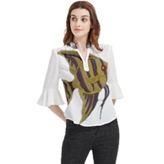 IM Fourth Dimension Colour 75 Loose Horn Sleeve Chiffon Blouse