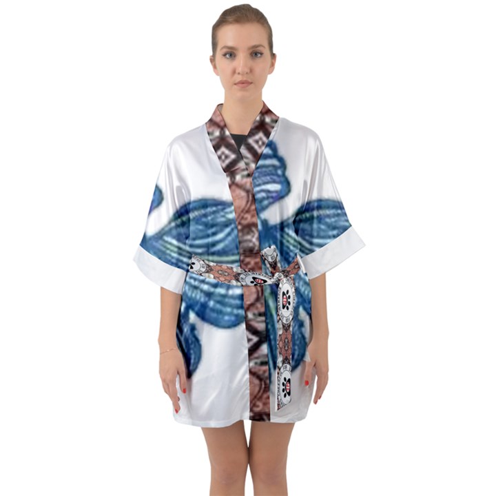 IM Fourth Dimension Colour 77 Half Sleeve Satin Kimono 