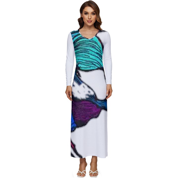 IM Fourth Dimension Colour 78 Long Sleeve Velour Longline Maxi Dress