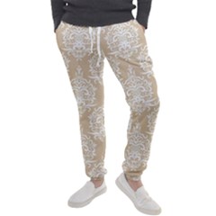 Clean Brown And White Ornament Damask Vintage Men s Jogger Sweatpants by ConteMonfrey