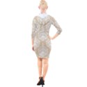 Clean Brown And White Ornament Damask Vintage Quarter Sleeve Hood Bodycon Dress View2