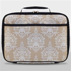 Clean Brown And White Ornament Damask Vintage Full Print Lunch Bag by ConteMonfrey