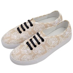 Clean Brown And White Ornament Damask Vintage Women s Classic Low Top Sneakers by ConteMonfrey