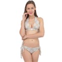 Clean Brown And White Ornament Damask Vintage Tie It Up Bikini Set View1