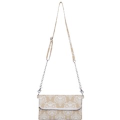 Clean Brown And White Ornament Damask Vintage Mini Crossbody Handbag by ConteMonfrey