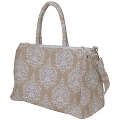 Clean Brown And White Ornament Damask Vintage Duffel Travel Bag by ConteMonfrey