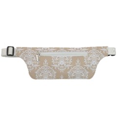 Clean Brown And White Ornament Damask Vintage Active Waist Bag by ConteMonfrey