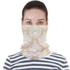 Clean Brown And White Ornament Damask Vintage Face Seamless Bandana (adult) by ConteMonfrey