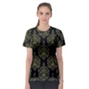 Black And Green Ornament Damask Vintage Women s Sport Mesh Tee View1